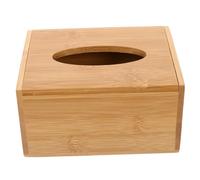 KONTONTY Bamboo Wooden Tissue Box Cover Rectangular Napkin Storage Holder Household Desktop Tissue Dispenser for Living Room Bathroom Use