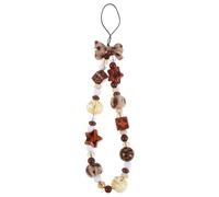 KONTONTY Beaded Phone Charm Wrist Strap Retro Leopard Print Mobile Phone Chain Aesthetic Beaded Lanyard Anti-lost Wristlet for Outdoor Travel