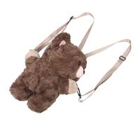 KONTONTY Bear Shaped Plush Backpack, Cute Cartoon Animal Stuffed Shoulder Bag with Adjustable Straps, Soft Plush Crossbody Bag Suitable for School and Travel