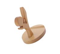 KONTONTY Beech Wood Mobile Phone Stand, Kung Fu Shape Creative | Anti Slip Base, Sturdy Desk Support, Free Hands on Flat Surfaces, Yellow Finish for Use