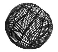 KONTONTY Boho Woven Rattan Pendant Lamp Shade Traditional Japanese Weave Sturdy Ceiling Light Cover for Dining Living Bedroom Warm Atmosphere Home Decor Black