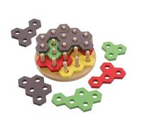 KONTONTY Bright Color Wooden Burger Stacking Geometric Blocks Montessori Puzzle for Boys Preschool Educational Cognitive Development Spatial Thinking Enhancer
