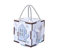 KONTONTY Busy Activity Cube Montessori Cognitive Development for Hands Learning Plaything for Basic Life Skills Safe Wooden Design for Boys