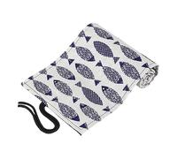 KONTONTY Canvas Roll Up Pencil Case with Slots Cartoon Saury Pattern Portable and Space Saving Pencil Storage Organizer for Artists and Students Cotton Linen Material