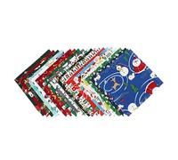 KONTONTY Christmas Themed Quilting Fabric Bundles 20 Sheets Precut Square Cotton Patchwork Printed Cloth Pieces (25x25cm) for DIY Craft Quilting Xmas Party Supplies