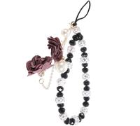 KONTONTY Crystal Beaded Flower Pendant Phone Strap Non-Slip Wrist Lanyard with Reinforced Thread for Hands-Free Use and Small Electronics Random Color