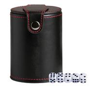KONTONTY Dice Cup Set with Double Lid Black PU Leather for Tabletop Gaming | Smooth Interior, Stable Flat Base, Dice Storage and Transport, for Bar Patrons and Family Gamers