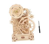 KONTONTY DIY Wooden Music Box Pen Holder with Wind Up Mechanism Desktop Ornament and Puzzle Craft for Adults and Smooth Surface Wooden Puzzle Box for Office and Home Organization