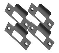 KONTONTY Door Lock Strike Plates 4Pcs Black Nickel Guide Plates Flat Pyramid Design 2.76X1.57X0.31In for Security Protection on Hinged Doors