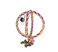 KONTONTY Double Circle Cotton Rope Parrot Swing with Bell Sound | Climbing Exercise, Interactive Play for Cages and Aviaries, Hook Included, Small Clock Accessory