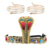 KONTONTY Egyptian Snake Headband and Bracelets Party Accessories for Halloween Stylish Arm Cuff and Headpiece with Detailed Craftsmanship Unique Cleopatra Dress Up Jewelry