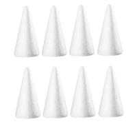 KONTONTY Foam Cones Christmas Tree Foam Cone Polystyrene Shapes 8pcs White Solid 25CM Educational Toy for DIY Modeling Children's Handmade Decoration Arts Crafts Supplies