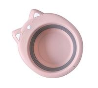 KONTONTY Folding Washbasin for Cat Lovers Eco Pp Material Travel Bowl Pink Bathroom Accessory