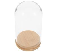 KONTONTY Glass Micro Landscape Terrarium Dustproof Cloche Dome with Sealed Bamboo Base 70X120Mm, Display Vase for Air Plants and Desktop Ecological Fish Tank