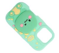 KONTONTY Green Dinosaur Silicone Phone Case with Mirror Stand Anti-drop Shockproof Full Body Protective Cover Makeup Mirror Phone Shell for Social Work and Travel Use Compatible with 16 Pro