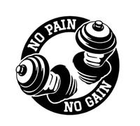KONTONTY Gym Decoration Stickers No Pain No Gain Dumbbell Pattern Wall Sticker PVC Printing for Decor