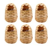 KONTONTY Handwoven Bamboo Bird Nest Bird Breeding Nest 6pcs with Hooks, Strong and Breathable Simple and Elegant Rustic Style Suitable outside Your Home or Hooked on Your