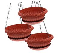 KONTONTY Hanging Plant Pots Set 3 Pack Sturdy Metal Hanging Flower Holders for Office Room Garden