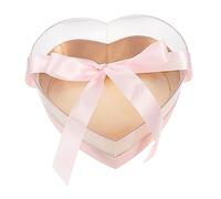 KONTONTY Heart Shaped Flower Box with Lid Transparent Bouquet Packaging Box for Valentines Day Wedding Decorative Floral Holder Pink
