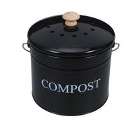 KONTONTY Kitchen Compost Bin with Lid and Carbon Filter, Iron Food Scrap Container for Countertop Use, Odorless Composting Bucket with Carrying Handle, Easy Maintenance and Modern Design