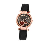 KONTONTY Lady Wrist Watch for Women with Heart Decoration, Quartz Movement, Imitation Leather Strap, Comfortable and Precise Timing, Elegant Casual Watch Suitable as Gift for Your Lover