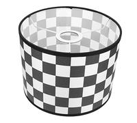 KONTONTY Lampshade Vintage Kitchen Chequered Lamps Shades Candelabra Covers Fabric Bulbs Small Desk Black Floor Pendant Lamp Cage Top Farmhouse Clip Car Lamp Shade E27 Metal Table Checkered