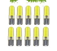 KONTONTY LED Car Light Cob W5w White Wedge Bulb T10 10pcs | Silicone Short Style, Plate Shaped Design, Small Current Draw, Uniform Glow, Strong Colour Output