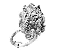 KONTONTY Lion Head Door Handle Gate Knocker in Silver Zinc Alloy with Pressure Cast Surface for Door or Cupboard