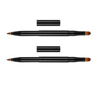 KONTONTY Makeup and Lip Professional Daily Eyeliner Lipstick Concealer Reusable 2pcs Retractable Brush Double-ended Black Plastic Artificial Fiber Dual-purpose for Use