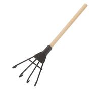 KONTONTY Mini Metal Sand Rake and Desktop Garden Tool for Kids with Wooden Handle, Small Ashes Rake for Miniature Landscape and Home Decor