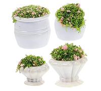 KONTONTY Mini Plant Model Adornment 4pcs Kit Artificial Flower for Mini Scene Architectural Sand Table Toy Table Decor