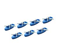 KONTONTY Mini Resin Boat Decor Set 2 Wooden Paddles, 7pcs Micro Landscape Beach Boat Model for Dollhouse and Ocean Scene Decoration, Boys and Girls Toy and Miniature Seaside Ornament