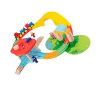 KONTONTY Mini Wooden Train Track Educational for Simple Assembly Inertial Sliding Railway Car for Boys and Safe and Smooth Edges for Parent Interaction