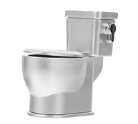 KONTONTY Miniature Doll House Toilet with Flush Sound Realistic Silver Bathroom Furniture Adornment Smooth Surface Lifelike Design for Dollhouse Decoration and Play