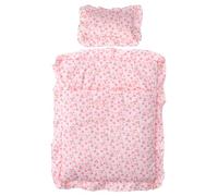 KONTONTY Miniature Dollhouse Bedding Strawberry Style Realistic Cute Dollhouse Bedroom Accessory Fabric Doll Bed for Display