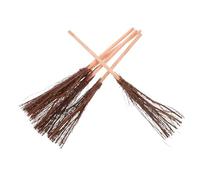 KONTONTY Miniature Handcrafted Broom Set for Dollhouse and Micro Landscape 5pcs Decorative DIY Crafting Tools Hand-Woven Broomsticks for Housekeeping