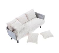 KONTONTY Miniature Outdoor Leisure Sofa Model Scale Resin Patio Couch with Tiny Throw Pillows for Dollhouse Furniture for Sand Table Building and Garden Decoration
