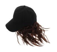 KONTONTY Modern Short Curly Hair Wig Cap for Women Integrated Baseball Hat Synthetic Hair Light Brown Fashionable for Daily Wear Camping Social Gatherings