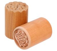 KONTONTY Moon Cake Stamp Chinese Wooden Cookie Decorating Stamp 2Pcs for Cake Decorating Tools in Kitchen