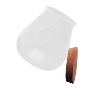 KONTONTY Multifunctional Glass Vase with Cork Stopper, High Borosilicate Glass Storage Pot for Small Sundries, Decorative Object and Hallway Display, Brown Wooden Lid Terrarium