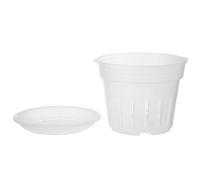 KONTONTY Orchid Repotting Kit Featuring Rounded Plastic Plant Pots with Ventilation Holes and Infiltration Design, Including A Tray for Practical Use in Office and Company Environments