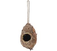 KONTONTY Outdoor Hanging Birdhouse Grass-weave Bird Nest for Birds Cozy Shelter for Garden Balcony Tree for Canary Parrot and Lark