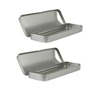 KONTONTY Pencil Case Stationery Box Pencil Tin 2Pcs Metal Tinplate Rectangular Flip-Top 160 * 54 * 20mm Multifunctional Storage Container for School Office Home Portable Clamshell