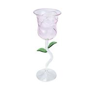 KONTONTY Pink Glass Rose Shaped Wine Goblet Party Wine Goblet with Comfortable Grip and Practical Use for Home and Parties