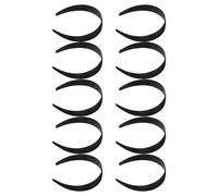 KONTONTY Plastic Hair Headband for Women Securely Holds Hair Accessories 10pcs Solid Black Polycarbonate Material, Wide Hard Plain Design, for DIY Crafting and Daily Wear