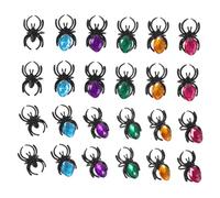 KONTONTY Plastic Halloween Spider Rings Colored Black Bags Diamond Opening Design Fun Party Favor Jewelry for Adults Safe Material Halloween Decoration Accessory