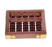 KONTONTY Portable Wooden Abacus for Math Learning with Smooth Beechwood Beads Five-column Counting Tool for Preschool Education and Thoughtful