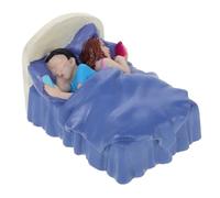 KONTONTY Resin Couple Bed Model with Smartphone Figurines Psychological Sand Tray Ornament for Adults Stress Relief Enhancing Creativity Communication and Emotional Therapy