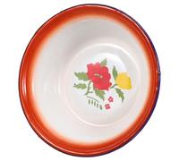 KONTONTY Retro Enamel Bowl with Flower Pattern, Large Capacity Red | Old-fashioned Chinese Style, Smooth Surface and Mixing-friendly Depth, for Snacks, Desserts, Eggs Random Style