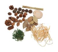 KONTONTY Retro Vintage Photo Props Wooden Background Decoration with Pine Cone and Leaf Lifelike Design Photo Accessories for Store Style